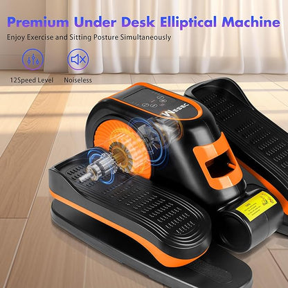 Under Desk Elliptical Machine, Electric Elliptical Seated Pedal Exerciser for Seniors w/Remote & 12 Speeds Level, Manual & Auto Mode, Noiseless Ellipse Leg Exerciser as Seen on Tv