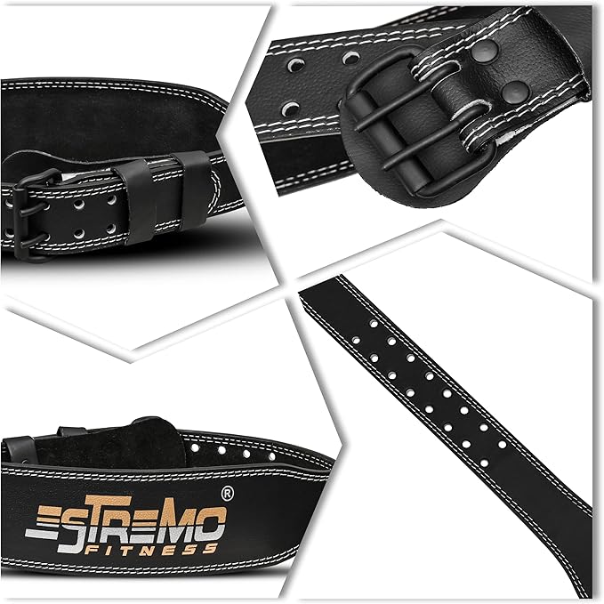 ESTREMO Weight Lifting Belt Leather courted Power Lifting 4 Inches