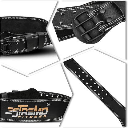 ESTREMO Weight Lifting Belt Leather courted Power Lifting 4 Inches