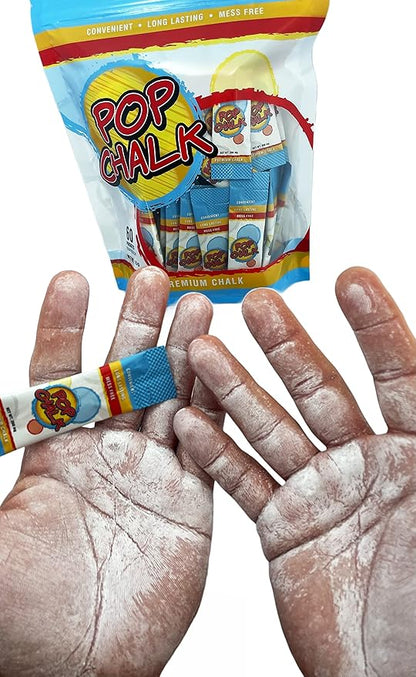 PopChalk - Take it Anywhere. Mess Free Gym Chalk for Weightlifting, Cheer, Gymnastics, Sports, Tennis, Dance, ect. Improve Gym Performance with Better Long-Lasting Grip. Sweat Resistant Strong Hands.