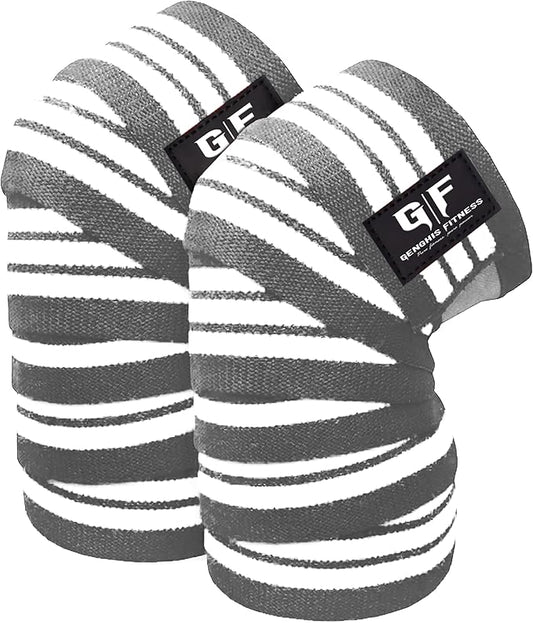Genghisfitness 72" Weightlifting Knee Wraps Pair for Squats, Weightlifting, Powerlifting