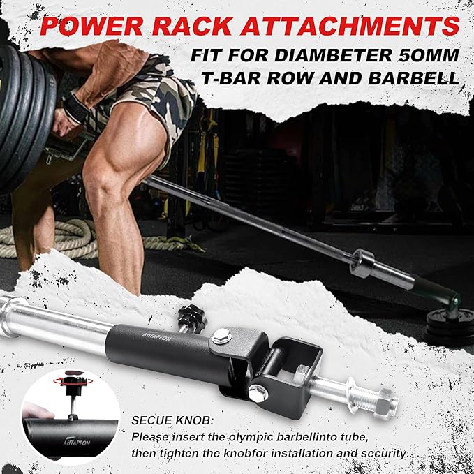 T-Bar Row Olympic Bars Landmine Attachment for Barbell Workouts, 360 Rotation, Fits 2-inch Olympic Barbell, Gym Home Fitness, Squat,Deadlifts