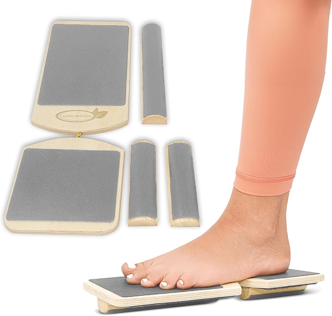 Single Leg Foot Board - Ankle & Foot Exerciser Strengthener, Physical Therapy for Sprained Ankles, Balance Board, Stretcher for Plantar Fasciitis (Gray)