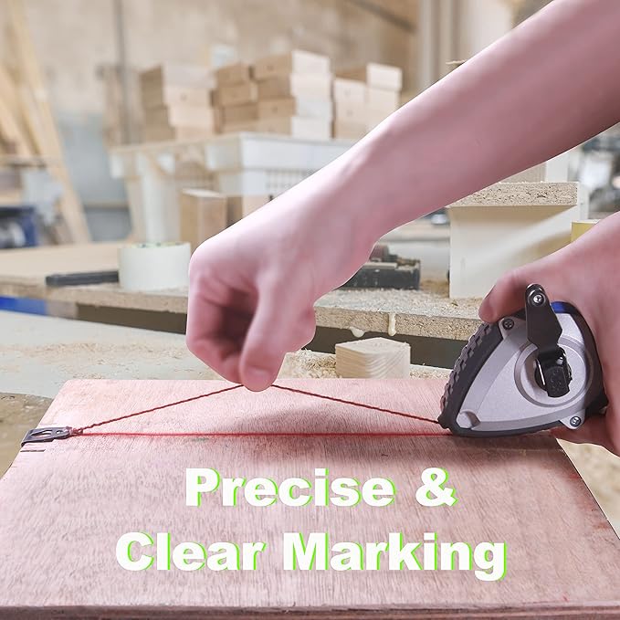Chalk Reel kit - Six Gear Quick Retrieval Chalk Lines,100ft Line Included in Chalk Box,4oz Red Chalk Powder,Wire Box is Made of Aluminum