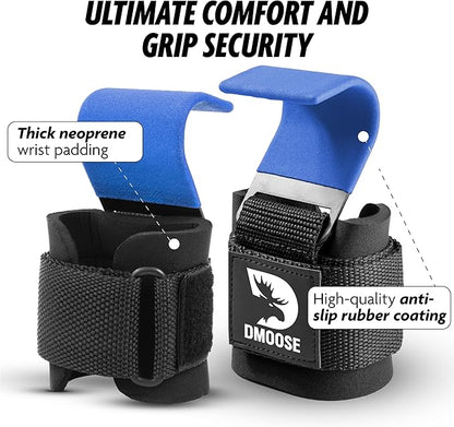 DMoose Fitness Weight Lifting Hooks for Men & 8 mm