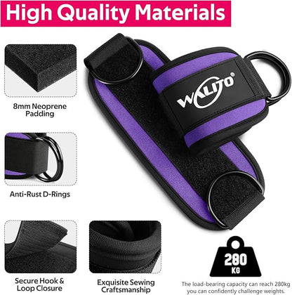 WALITO Gym Ankle Straps for Working Out - Glute Ankle Cuff Kickback Strap, Gym Cable Machine Accessories for Women Glute Leg Extensions, Hip Abductors & Lower Body Exercises Equipment