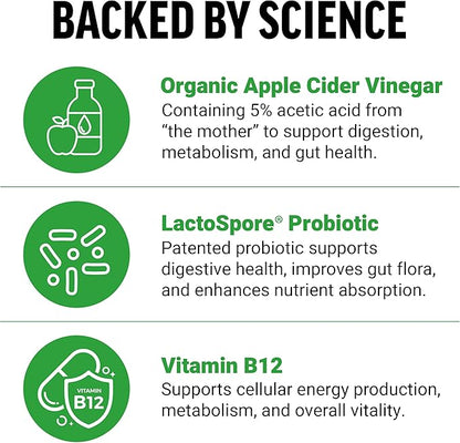 Force Factor ProbioSlim Apple Cider Vinegar Gummies with Organic , LactoSpore Probiotics and Prebiotics to Support Digestion, Metabolism, and Immune Health, 120 Count (Pack of 1)