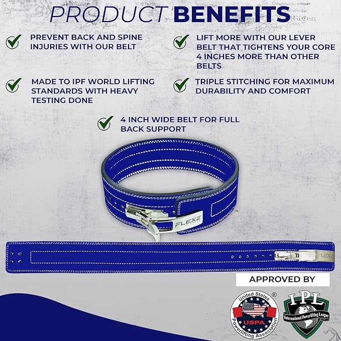 Flexz Fitness Lever Weight Lifting Belt Leather - 10MM 13MM 13MM Powerlifting