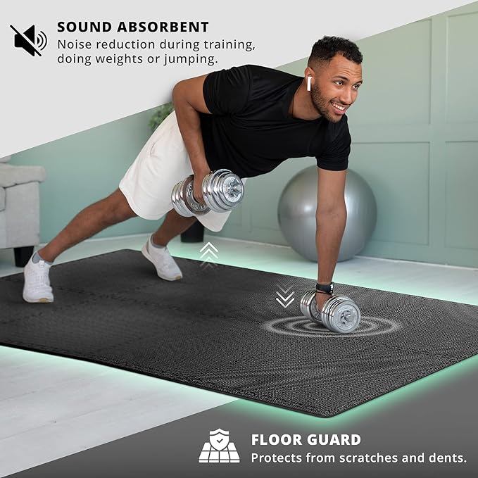 Gym Flooring Set - Interlocking EVA Soft Foam 18 Pieces