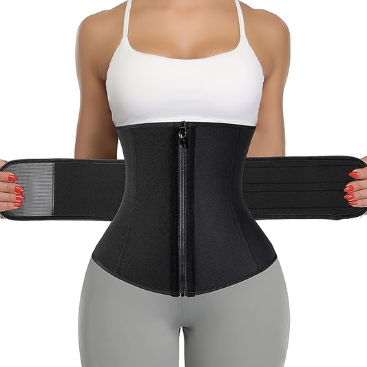 KIWI RATA Neoprene Sauna Waist Trainer Corset Sweat Belt for Women Compression Cincher Band Workout Fitness Back Support