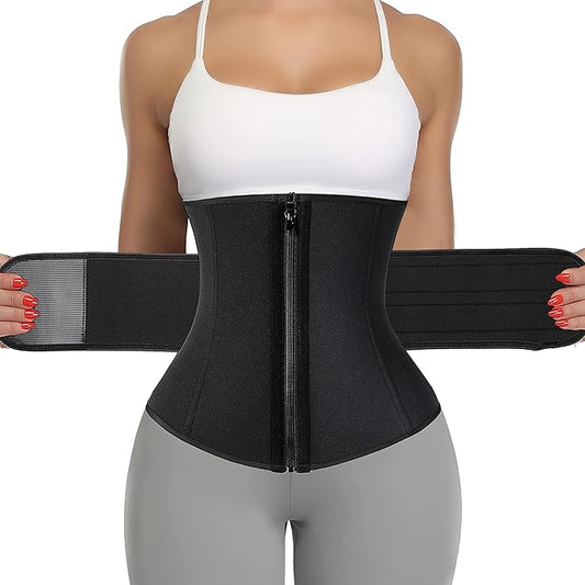 KIWI RATA Neoprene Sauna Waist Trainer Corset Sweat Belt for Women Compression Cincher Band Workout Fitness Back Support