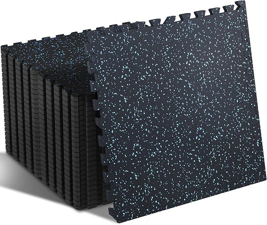 SUPERJARE 0.4 Inch Gym Flooring for Home Gym 24 Tiles 24" x 24" Workout (96 sqft)