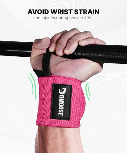 DMoose Fitness Wrist Wraps for Weightlifting - IPL Approved Premium Lifting Straps with Thumb Loops for Powerlifting, Bodybuilding & Weight Lifting, Compression Gym Wrist Support for Working Out