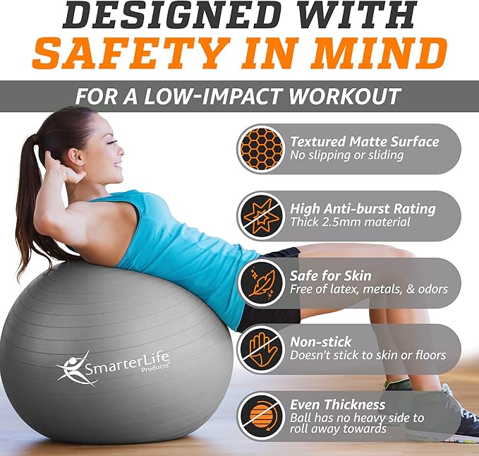SmarterLife Workout Exercise Ball for Fitness