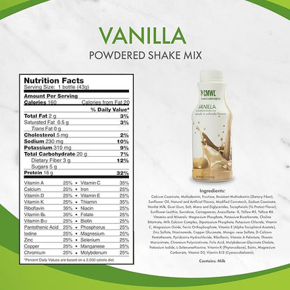 Vanilla Powdered Protein Shake Mix | On The Go Meal Replacement Shake | Support Weight Management | Muscle Maintenance | 160 Calories, 16g Protein, 24 Vitamins & Minerals, Low Carb, Zero Trans Fat