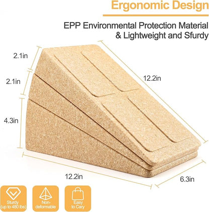 Slant Board Squat Wedge for Calf Stretching，3 Pcs 12" x 6.3" Foot Stretcher Balance Board for Plantar Fasciitis, Adjustable Foam Slant Board Wedge Great for Exercises