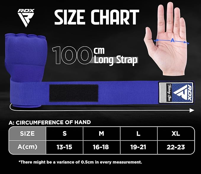 RDX Gel Boxing Hand Wraps Inner Gloves Men Women, Quick 100cm Long Wrist Straps, Elasticated Padded Fist Under Mitts Protection, Muay Thai MMA Kickboxing Martial Arts Punching Training Bandages