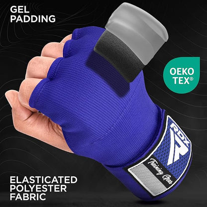 RDX Gel Boxing Hand Wraps Inner Gloves Men Women, Quick 100cm Long Wrist Straps, Elasticated Padded Fist Under Mitts Protection, Muay Thai MMA Kickboxing Martial Arts Punching Training Bandages