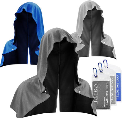 3 Pack Cooling Hoodie Towels for Neck and Face 50 Sun