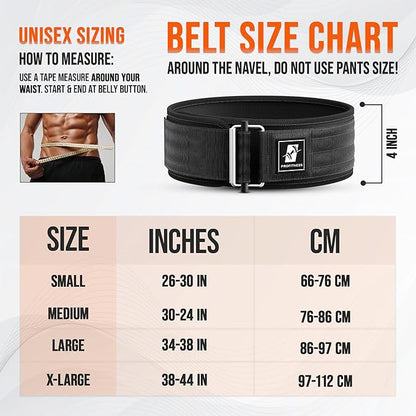 Weightlifting Belt for Men & Women - 4''
