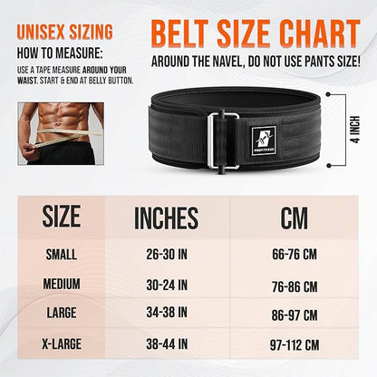 Weightlifting Belt for Men & Women - 4''