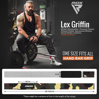 RDX Weight Lifting Straps Deadlifting Powerlifting, 5MM Neoprene Wrist Support, Anti Slip 60CM Hand Bar Grip, Heavy Duty Bodybuilding Weightlifting Workout, Soft Cotton, Strength Training Gym Fitness