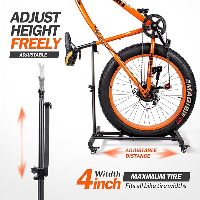 Vertical Bike Stand, Freestanding Indoor Bike Storage Rack Upright Bicycle Floor Stand Indoor Bike Holder with Adjustable Height for Garage & Apartment - for Wheels Sizes up to 29”