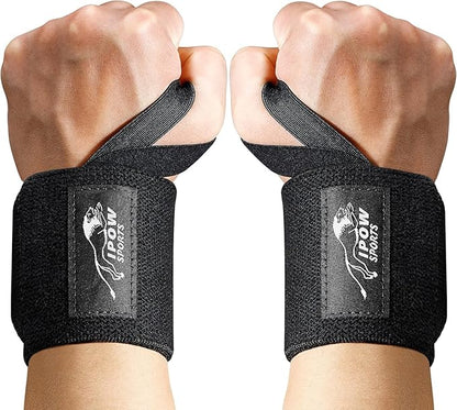 IPOW 18'' Professional Wrist Wraps for Weightlifting 2 Pack(IPF Approved), Heavy Duty Gym Wrist Straps for Working Out, Weight Lifting Wrist Brace for Men & Women, Wrist Support with Thumb Loop