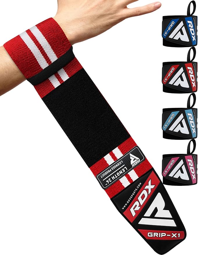 RDX Weight Lifting Wrist Support Wraps, 36” 24” 18” Professional Grade Elasticated Cotton Straps, Gym Fitness Workout Strength Training Bodybuilding Powerlifting Deadlifting Calisthenics, Men Women