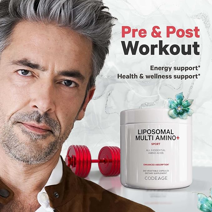 Codeage Multi Amino+ BCAA & EAA Supplement, All 9 Essential Amino Acids, Free-Form Branched-Chain Amino Acid Pills, Sport Supplement, Pre & Post Workout, Liposomal Delivery, Vegan, 240 Capsules