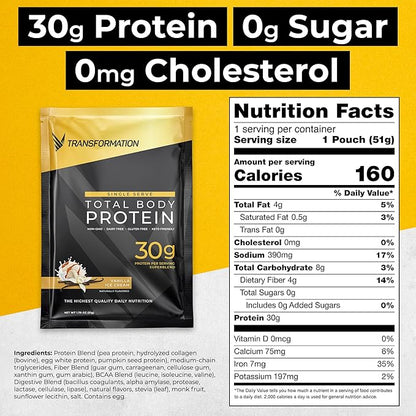 Transformation Protein Super Blend | Egg White, Collagen Peptides, and Plant Protein | 15 Billion CFU Probiotics | Digestive Enzymes | MCT Oil | Low Carb Shake for Men & Women | Vanilla, 10 pack