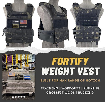 POLYFIT (Fortify) Weighted Vest for Strength and Endurance Training, Rucking, Fitness Workouts, Running, WODs