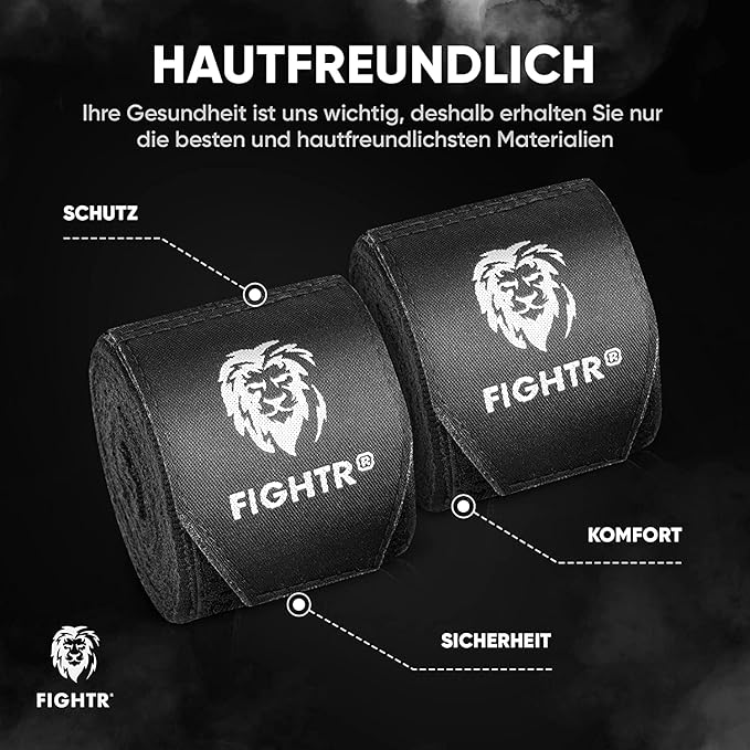 FIGHTR® Boxing Handwraps 160 inches semi-Elastic Hand Wraps with Thumb Loop for Boxing, MMA, Muay Thai & Martial Arts