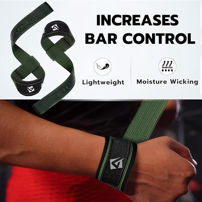 Lifting Wrist Straps for Weightlifting, Powerlifting & Deadlifts – 23” Neoprene Padded Cotton Straps for Strength Training & Gym Workouts - Maximum Grip Support for Men & Women