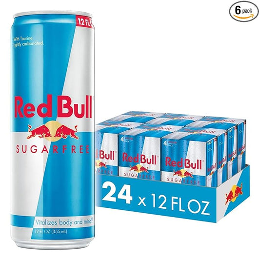 Red Bull Sugar Free Energy Drink with 114mg Caffeine plus Taurine & B Vitamins, 12 Fl Oz, 6 Packs of 4 Cans (Pack of 24)
