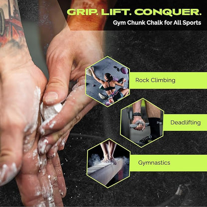 Gym Chalk | Magnesium Carbonate Athletic Chalk for Excellent Grip - Gym Workout Grip Chalk for Weightlifting & Gymnastics.