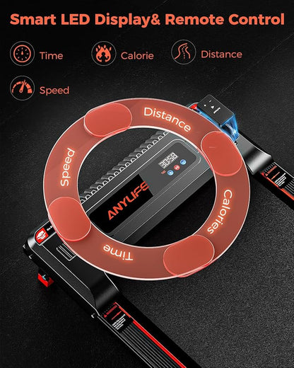 Walking Pad Treadmill, Anylife Incline Walking Pads Under Desk 330lb Capacity, 2.5HP Portable Treadmills for Home, Compact Treadmill Small Running Pad with LED Display, Remote Control