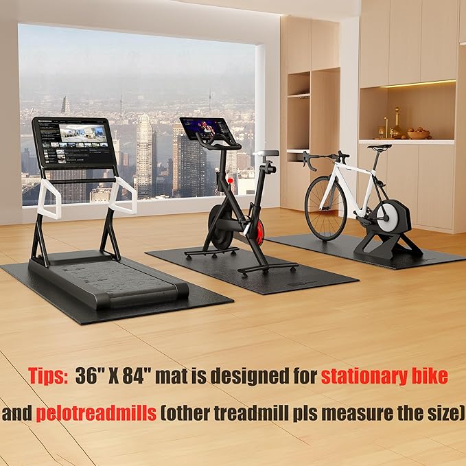 Bike Mat Compatible with Peloton Bike Elliptical Treadmill Mat 6mm Thick,