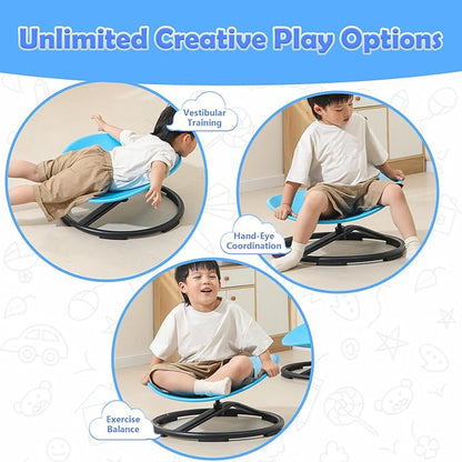 makarci Spinning Chair for Autistic Kids - Kids Sensory Chair, Sit and Spin Toys for Toddlers, Autism Sensory Products for Body Coordination & Balance, Sensory Play (Blue)