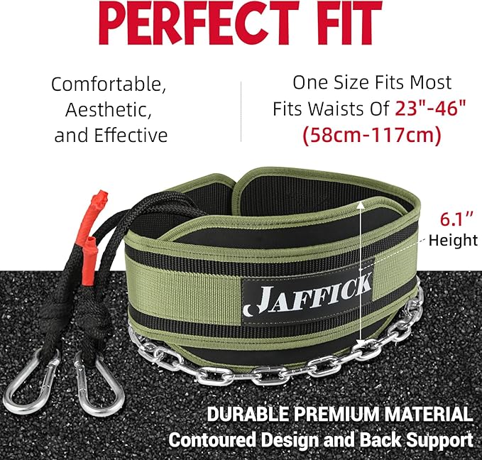 Jaffick Dip Belt with Steel Chain for Weightlifting