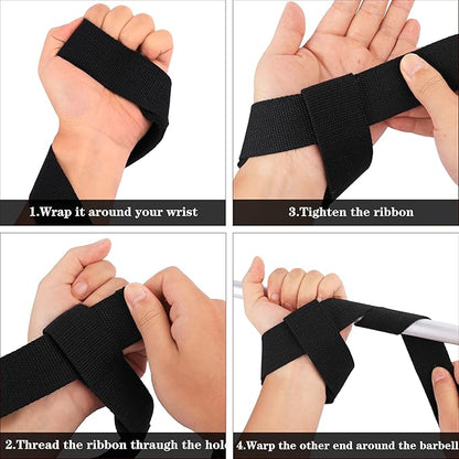 24" Cotton Weight Lifting Wrist Straps with Neoprene Cushioned Padded for Wrist Support and Protection，Weightlifting，Strength Training，Bodybuilding，Powerlifting，Dumbbell Workout，Men and Women (Pair)