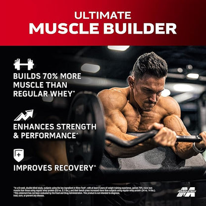 Muscletech Whey Protein Powder (Cookies & Cream, 4 Pound) - Nitro-Tech Muscle Building Formula with Whey Protein Isolate & Peptides - 30g of Protein, 3g of Creatine & 6.8g of BCAA