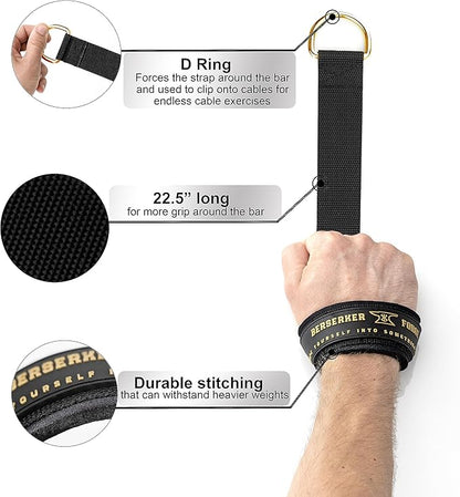 Weightlifting Wrist Straps with Superior Wrist Support Used for Deadlifting, Bodybuilding, Powerlifting and Newly Designed D-Rings for a Cable Gym Workout! Weight Lifting Straps
