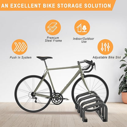 Ultrawall Bike Storage Rack for Garage, 4 Bikes Floor Bike Stand, Bicycle Parking Holder Stand for Indoor/Outdoor, Fit 22-28" Wheel Tire Width 2.1"