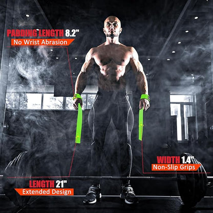 ihuan Wrist Straps for Weight Lifting - Lifting Straps for Weightlifting | Gym Wrist Wraps with Extra Hand Grips Support for Strength Training | Bodybuilding | Deadlifting