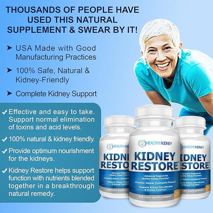 3 Pack Natural Kidney Cleanse to Support Kidney Function and Detox, Advanced Formula Can Help Boost Kidney Health, Daily Health Supplement Pills, 60 Capsules