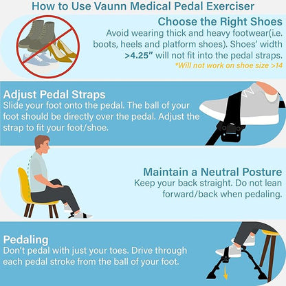 Vaunn Desk Bike Pedal Exerciser with Electronic Display for Indoor Physical Therapy