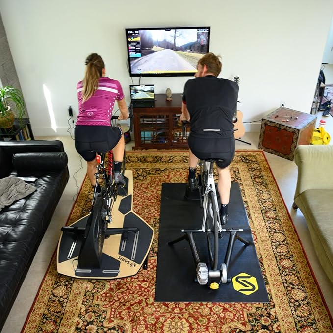 Saris Bike Trainer Accessory Mat - 65" x 36" PVC Foam - Non-Slip Surface Protects Floors from Sweat & Grime, Durable for Indoor Cycling and Exercise Equipment
