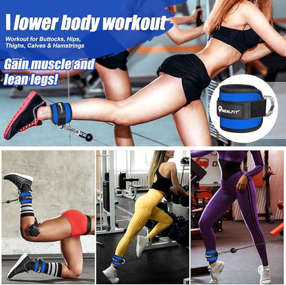 Ankle Strap for Cable Machine, Gym Ankle Cuff for Kickbacks, Leg Extensions, Glute Workouts, Booty Hip Abductors Exercise for Women and Men