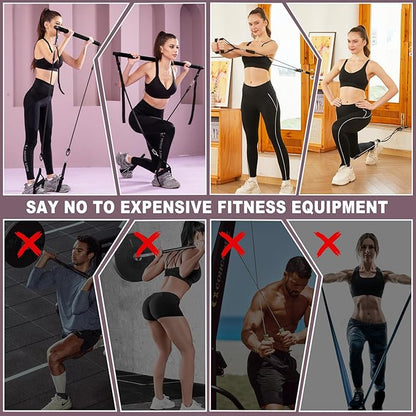 Ultimate Pilates bar kit.Multiple Fitness bar with Resistance Bands, Ab Rollers. Core Strength Training Equipment. Squat Machine for Men and Women. Portable Home Gym